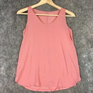 LOFT Top XXSP Tank Shell Knit to Woven Chiffon Solid Pink Career Casual Scoop
